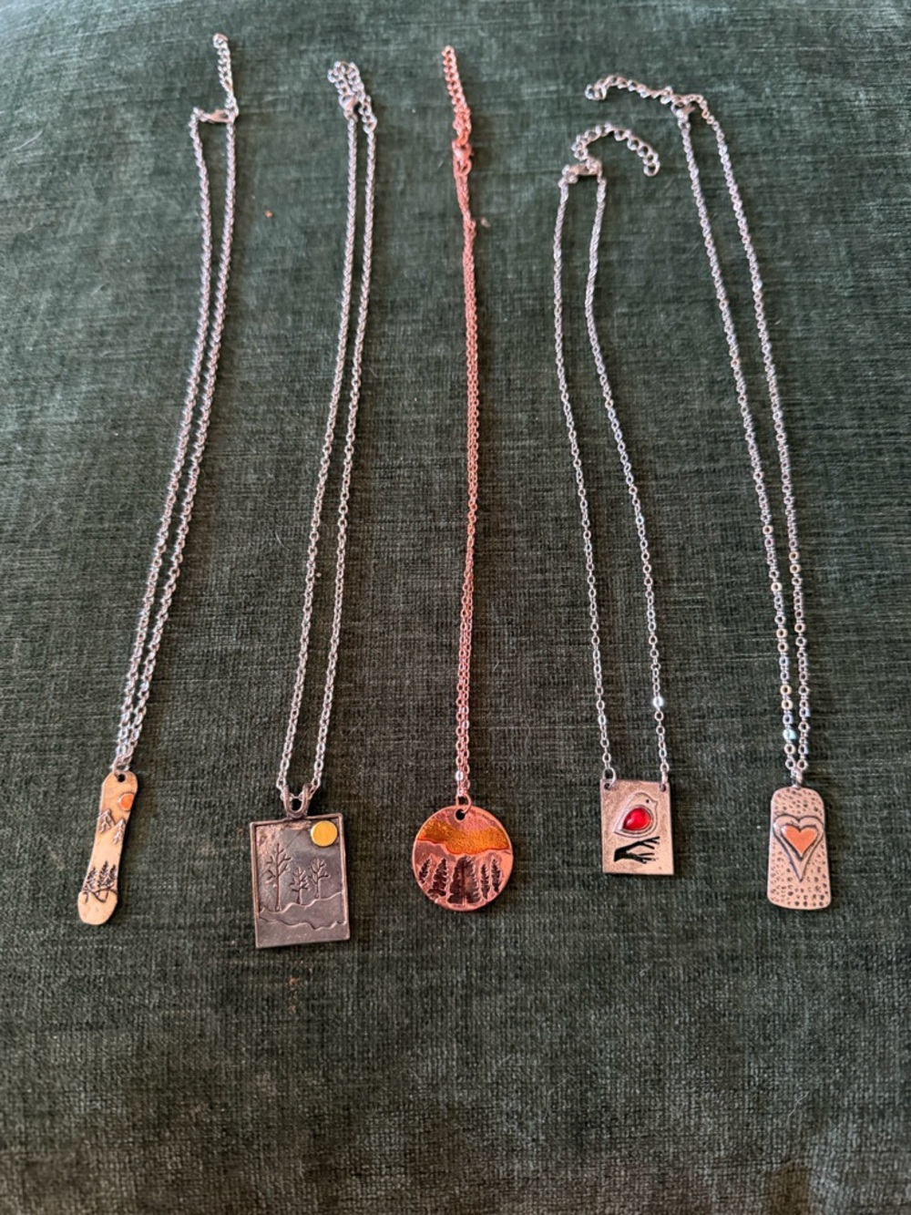 Boho Nature Pendant Necklace - set of 5 Mixed Metal Colors